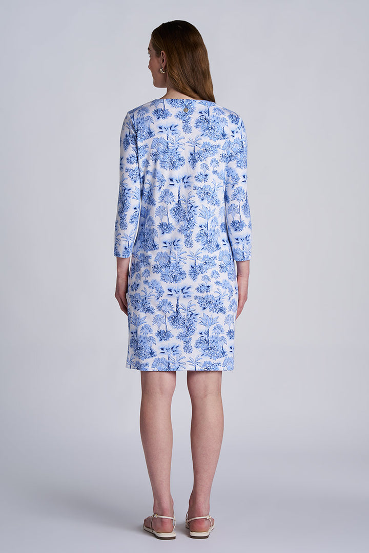 long sleeve periwinkle dress Women's Oceanside Tunic Dress with 3/4 Sleeve