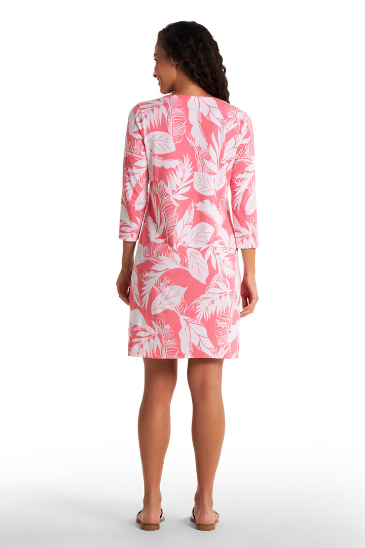 Tunic Dress with 3/4 Sleeve | Flamingo Pink Palm Paradise