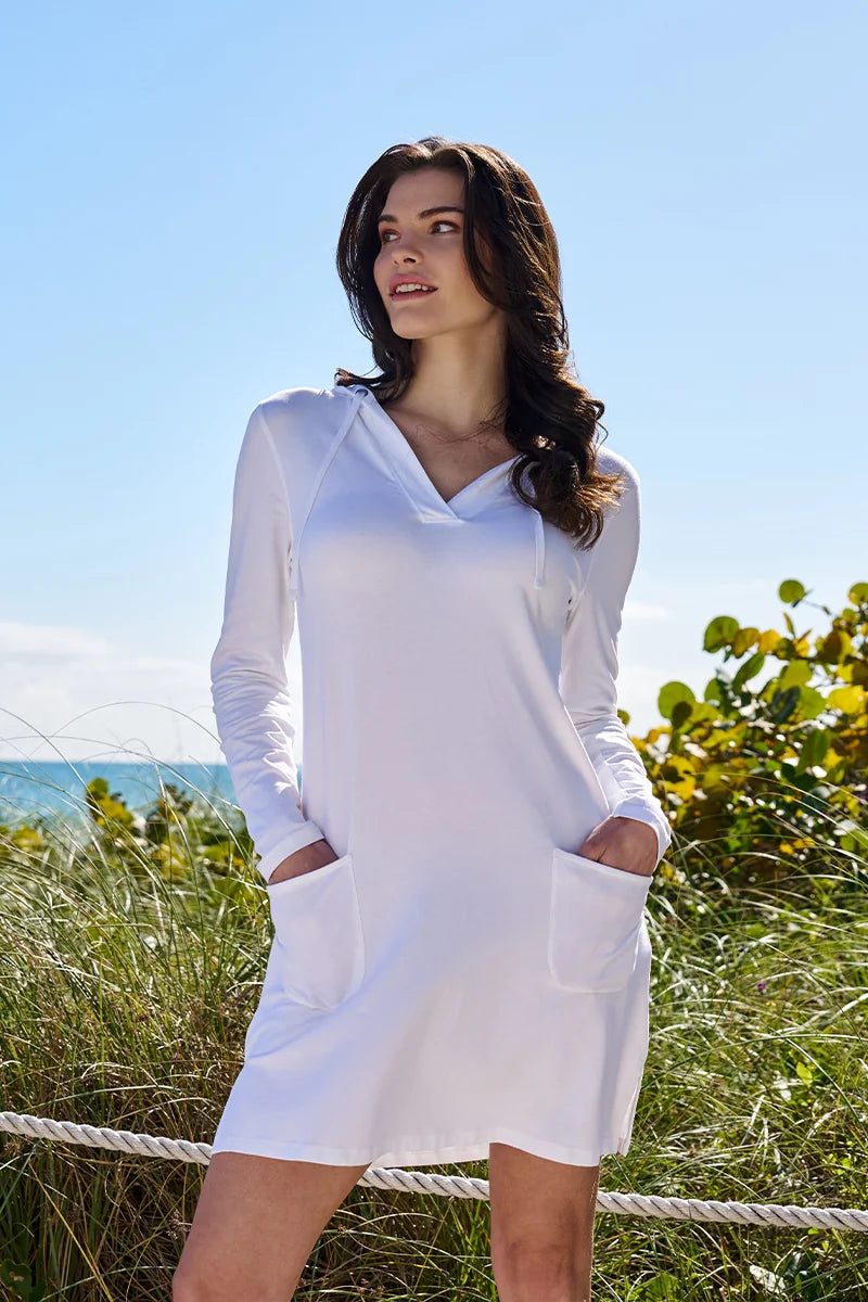 coverup dresses Women's Catalina Cover-Up Dress with Pockets C02263012 color:Black + Rattan Silver Grey A Line 60's