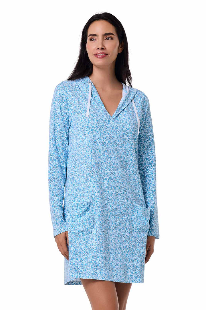 Women's Catalina Cover-Up Dress with Pockets | Malibu Blue Shell We UPF 50+ Women's Catalina Cover-Up Dress with Pockets | Malibu Blue Shell We UPF 50+
