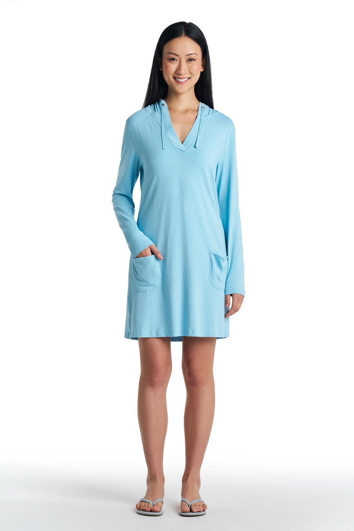 Hoodie Cover-Up Dress with Pockets | Arctic Blue