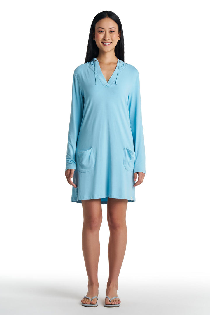 Hoodie Cover-Up Dress with Pockets | Arctic Blue
