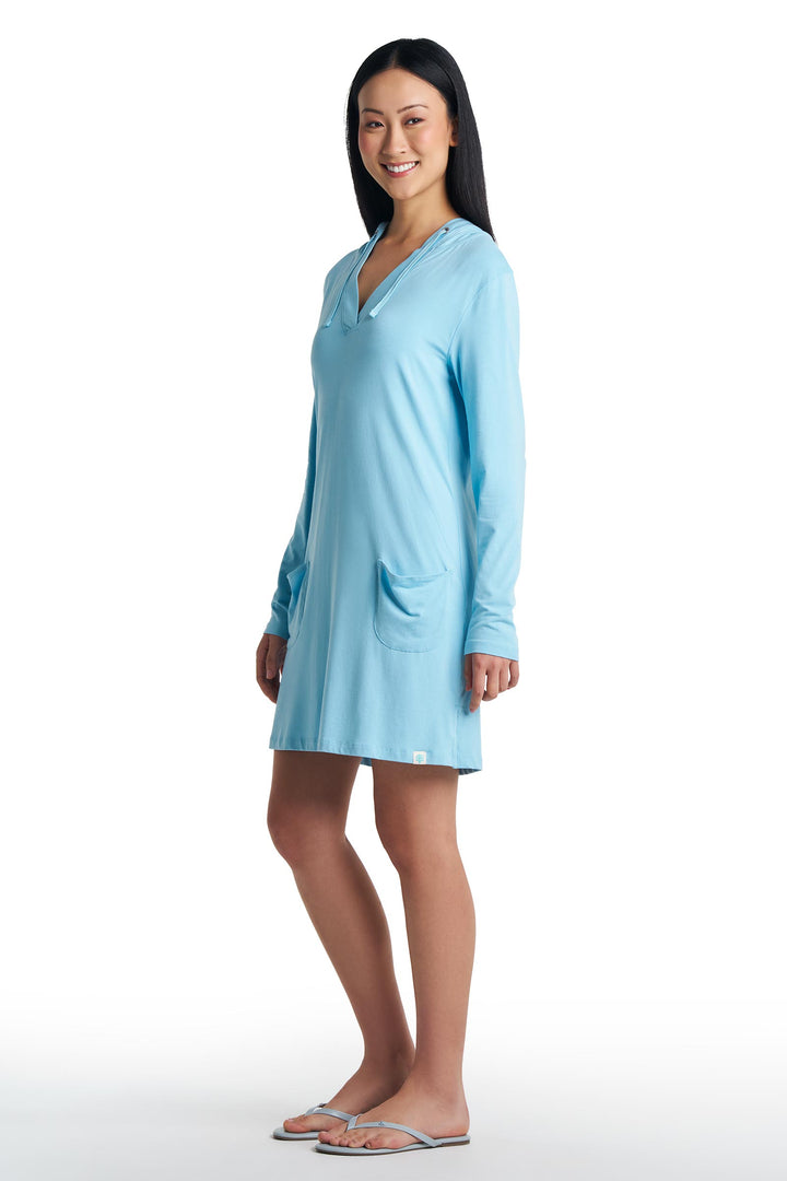 Hoodie Cover-Up Dress with Pockets | Arctic Blue