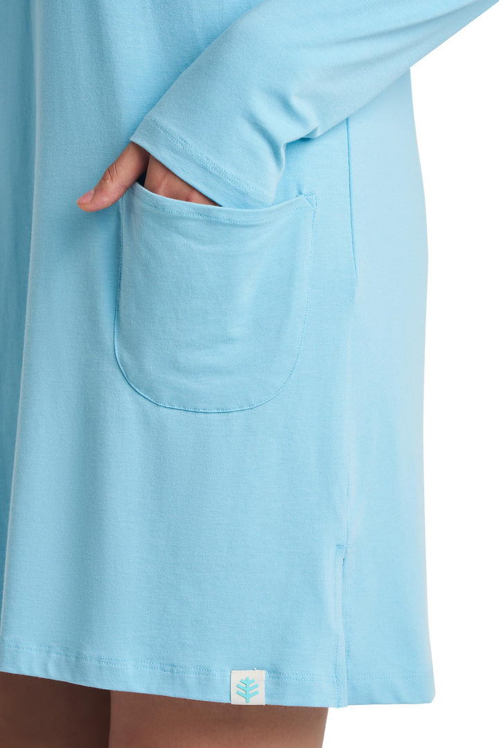 Hoodie Cover-Up Dress with Pockets | Arctic Blue