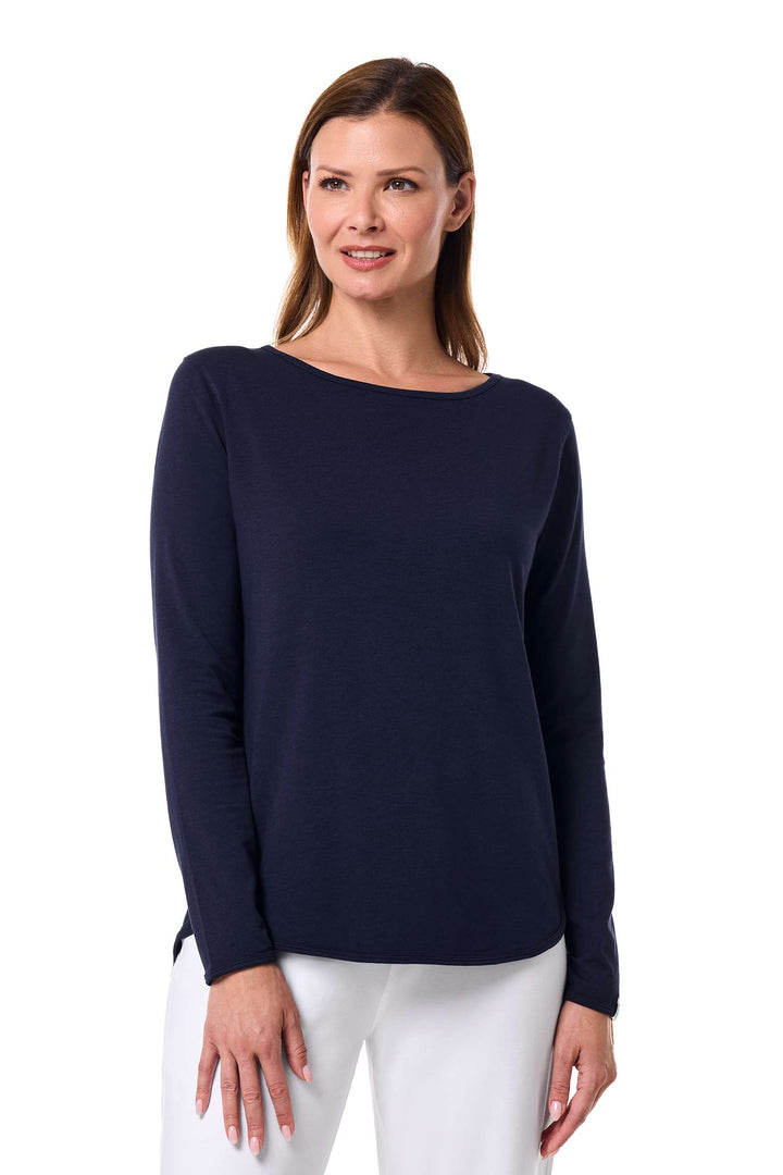 Women's Side Split Long Sleeve Shirt | Navy
