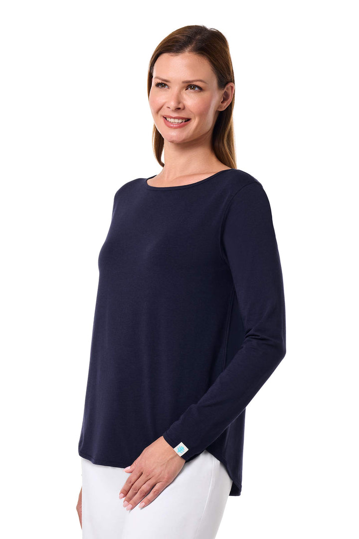 Women's Side Split Long Sleeve Shirt | Navy