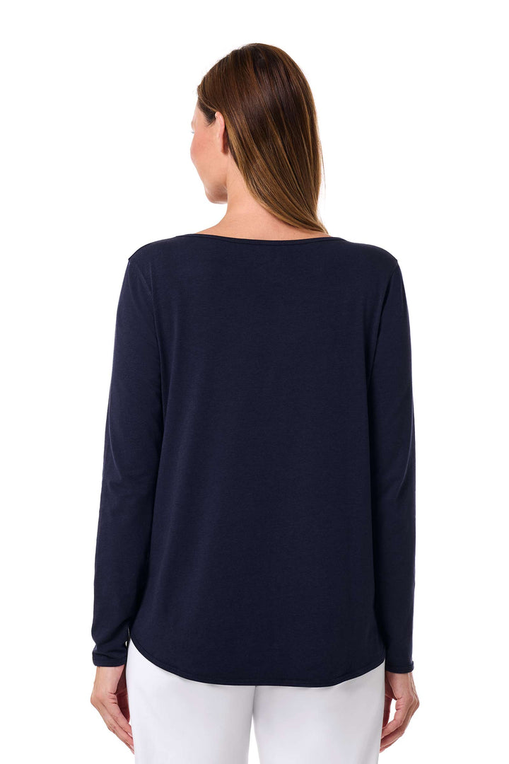 Women's Side Split Long Sleeve Shirt | Navy