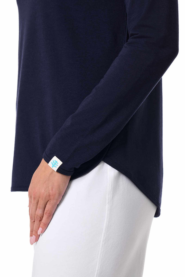 Women's Side Split Long Sleeve Shirt | Navy