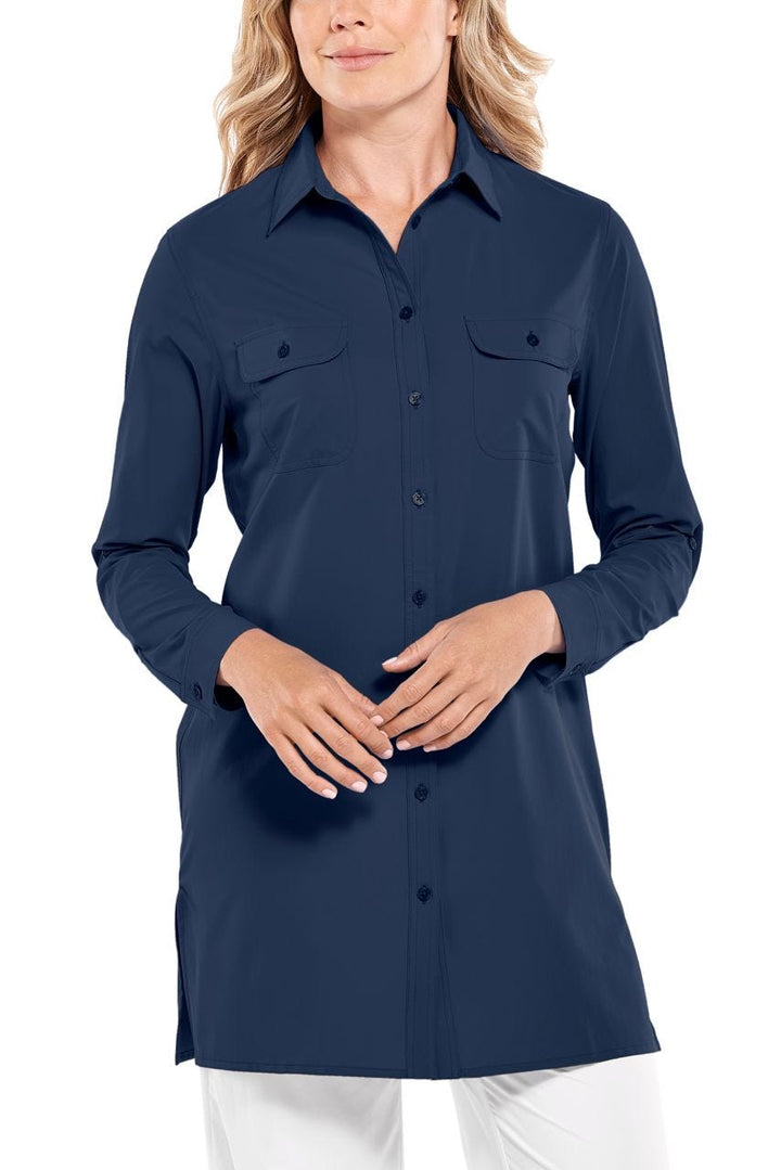 Coolibar Women's Santorini Tunic Shirt UPF 50+, Navy / M