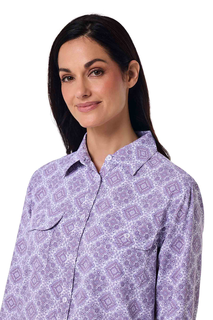 Women's Tunic Long Sleeve Shirt | Lavendula Diamond Mandala