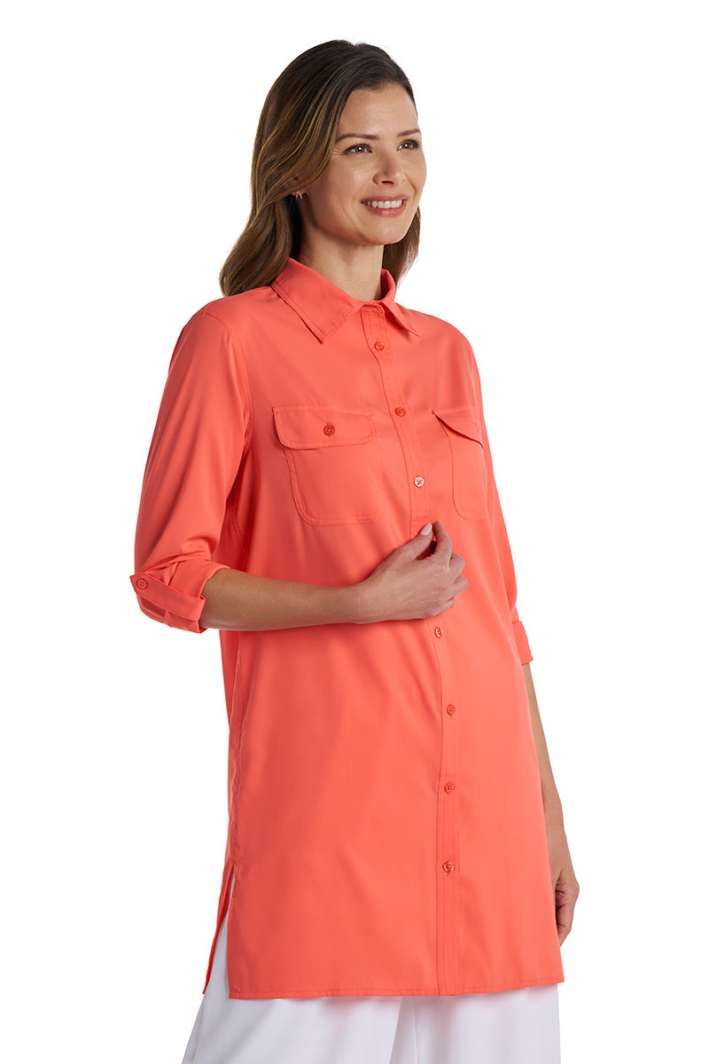 Women's Santorini Tunic Shirt | Misty Aqua American Palm UPF 50+