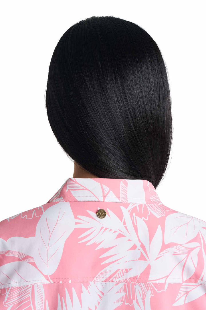 Women's Tunic Long Sleeve Shirt | Flamingo Pink Palm Paradise