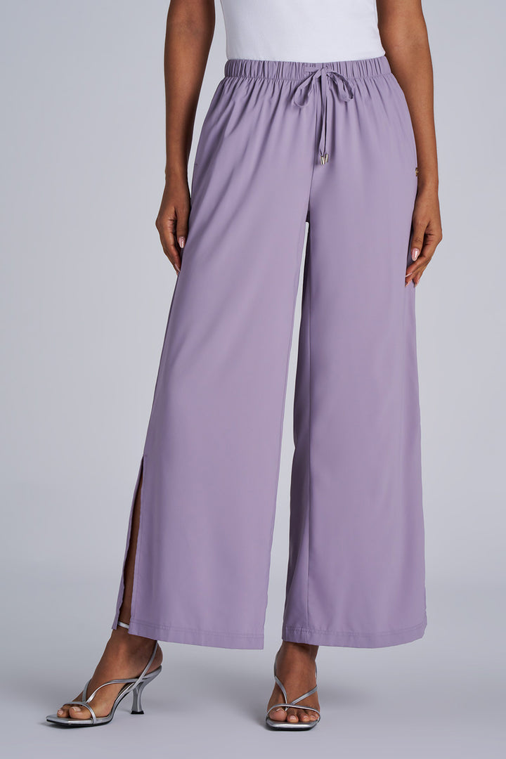 Women's Wide Leg Pants with Side Slits  | Lavender Gray