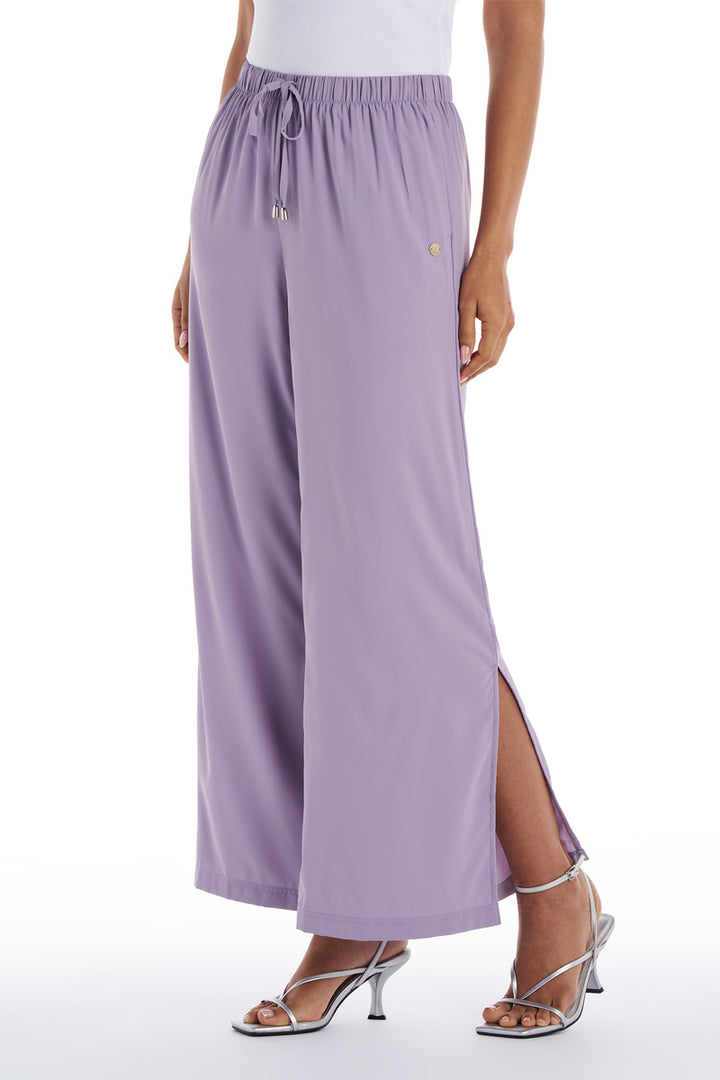 Women's Wide Leg Pants with Side Slits  | Lavender Gray
