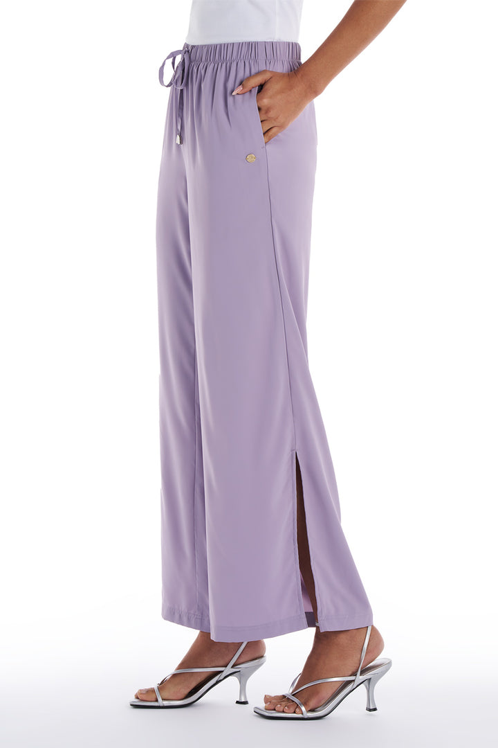 Women's Wide Leg Pants with Side Slits  | Lavender Gray