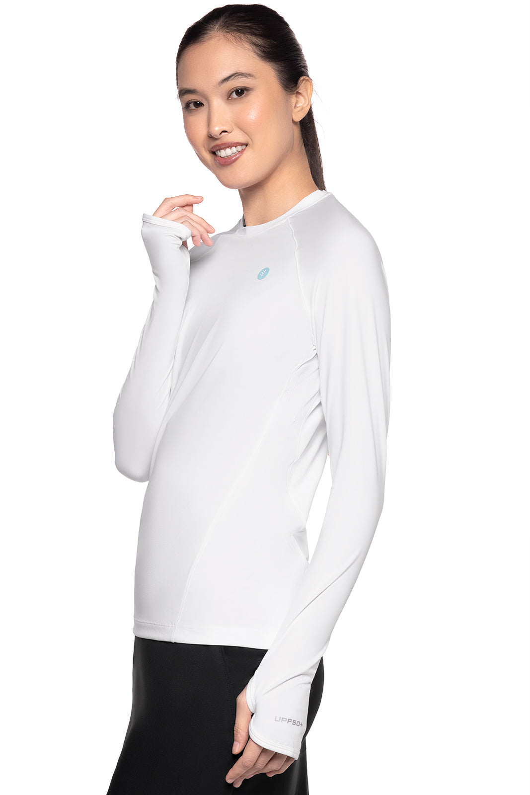 Women's Fitness Long Sleeve T-Shirt White UPF 50+