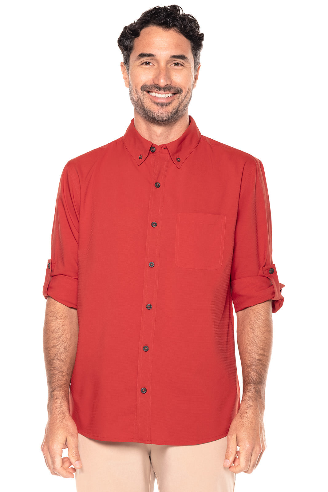 Men's Aricia Long Sleeve Shirt | Carmine Red UPF 50+