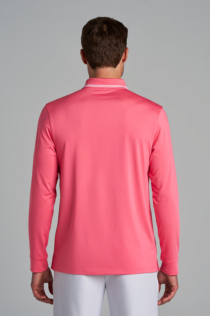 Men's Long Sleeve Sports Polo | Sunkist Coral