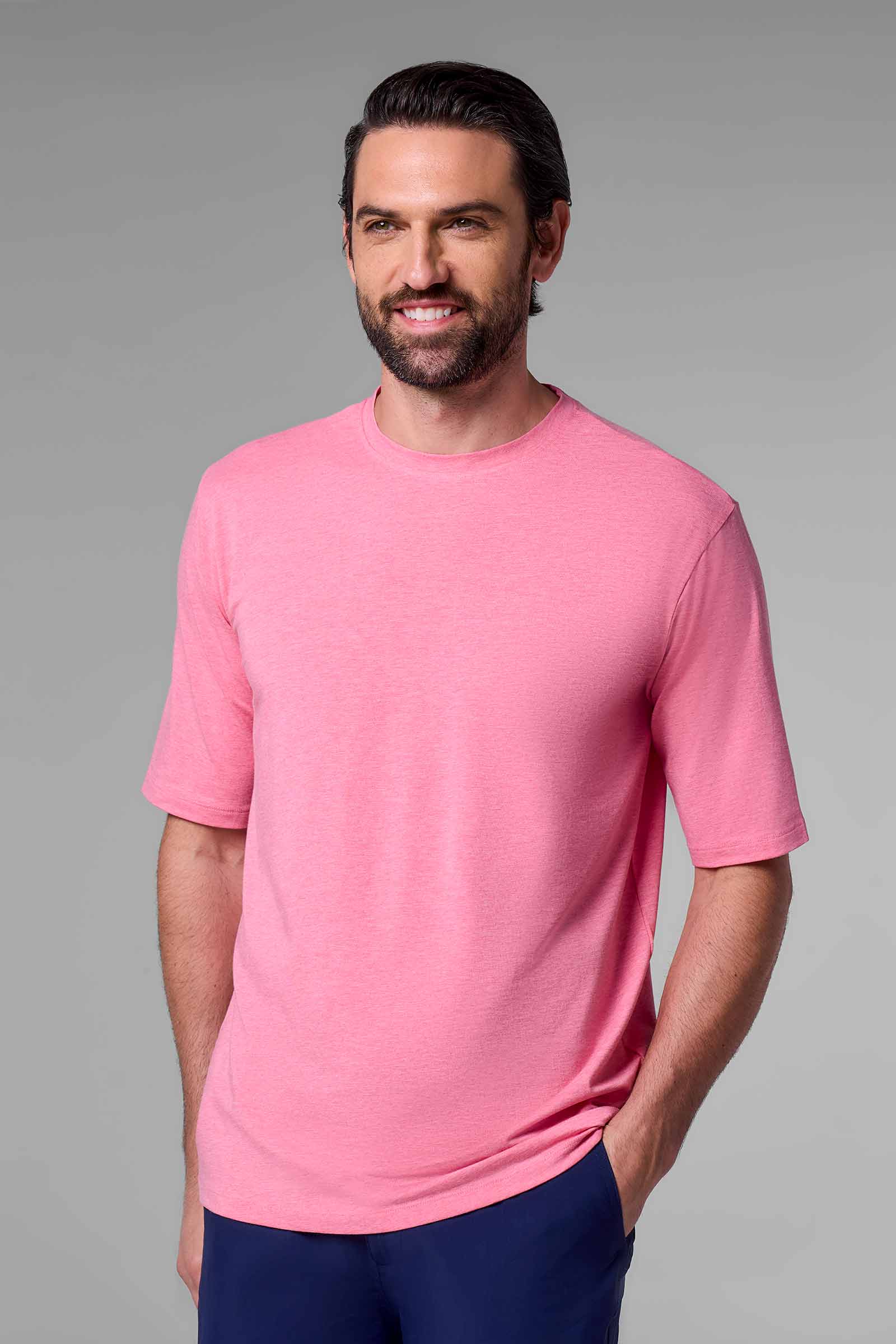 Men's Short Sleeve T-Shirt | Flamingo Pink Heather UPF 50+