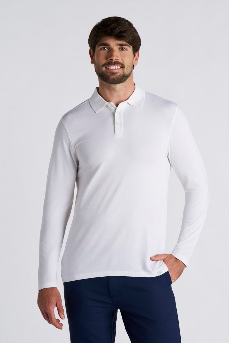 Men's Coppitt Long Sleeve Weekend Polo | White UPF 50+