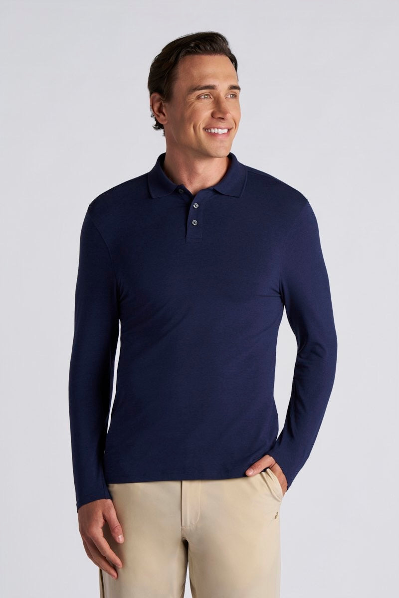 Men's Coppitt Long Sleeve Weekend Polo | Navy UPF 50+