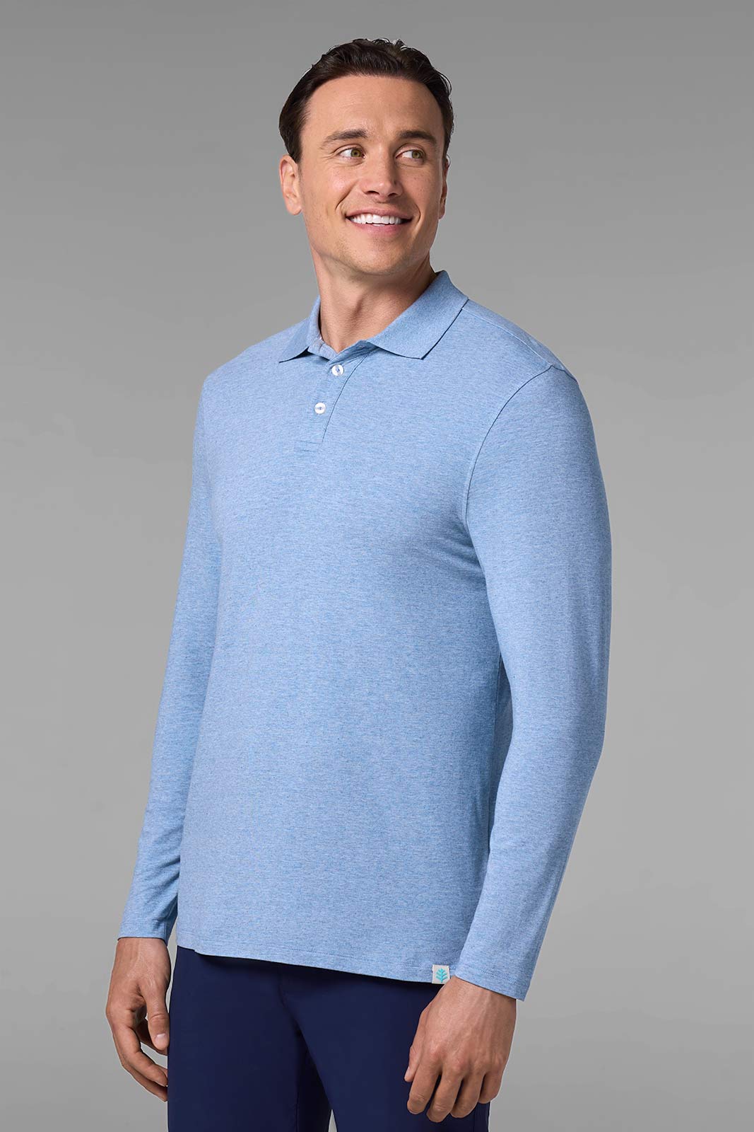 Men's Long Sleeve Polo Navy UPF 50+