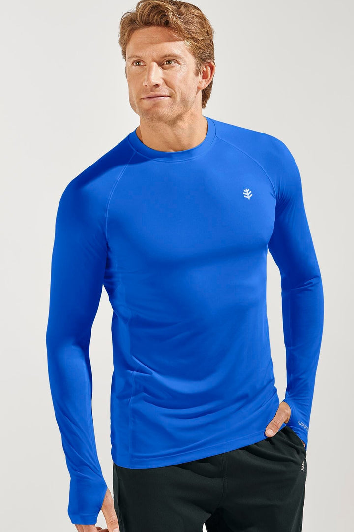 Coolibar Men's Agility Long Sleeve Performance T-Shirt UPF 50+, Baja Blue / XL