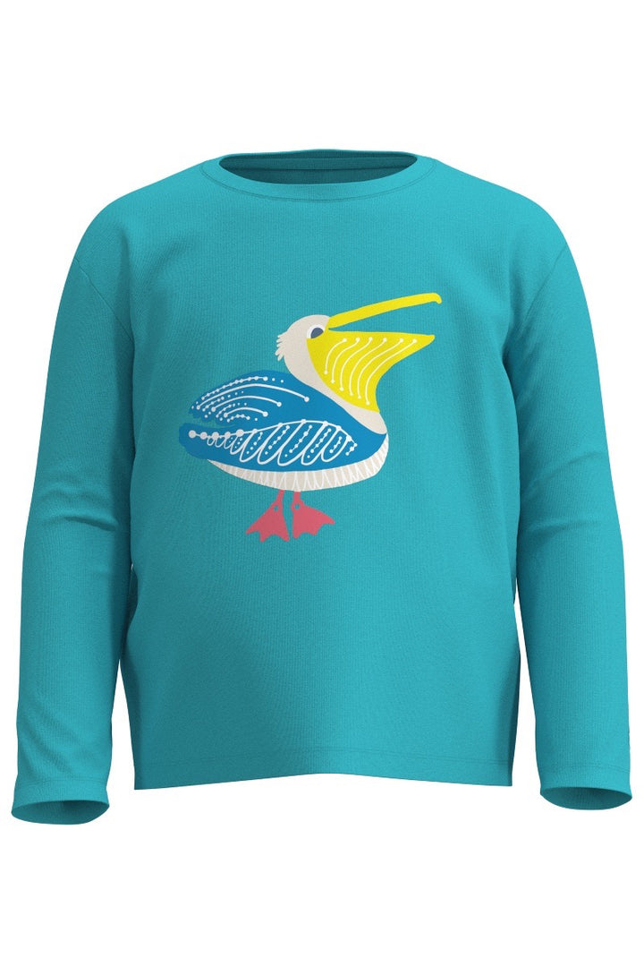 Unisex Graphic Long Sleeve T-Shirt | Blue Curacao Happy Pelican