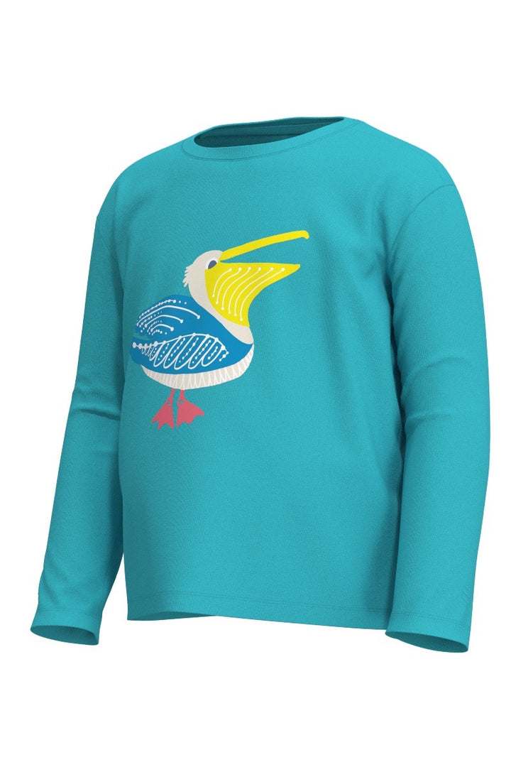 Unisex Graphic Long Sleeve T-Shirt | Blue Curacao Happy Pelican