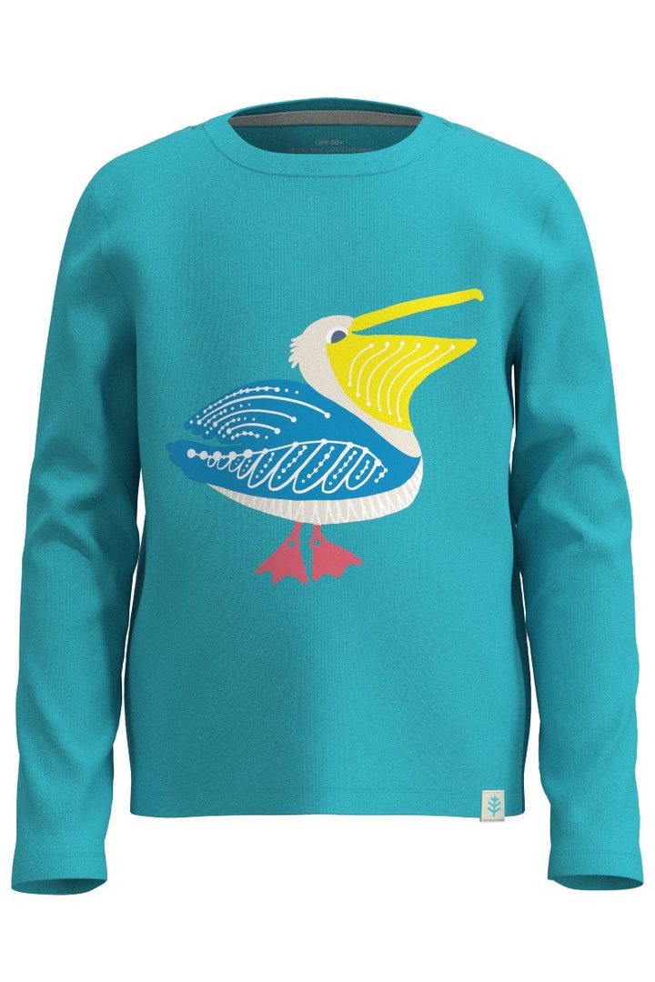 Kids' Graphic Long Sleeve T-Shirt | Blue Curacao Happy Pelican