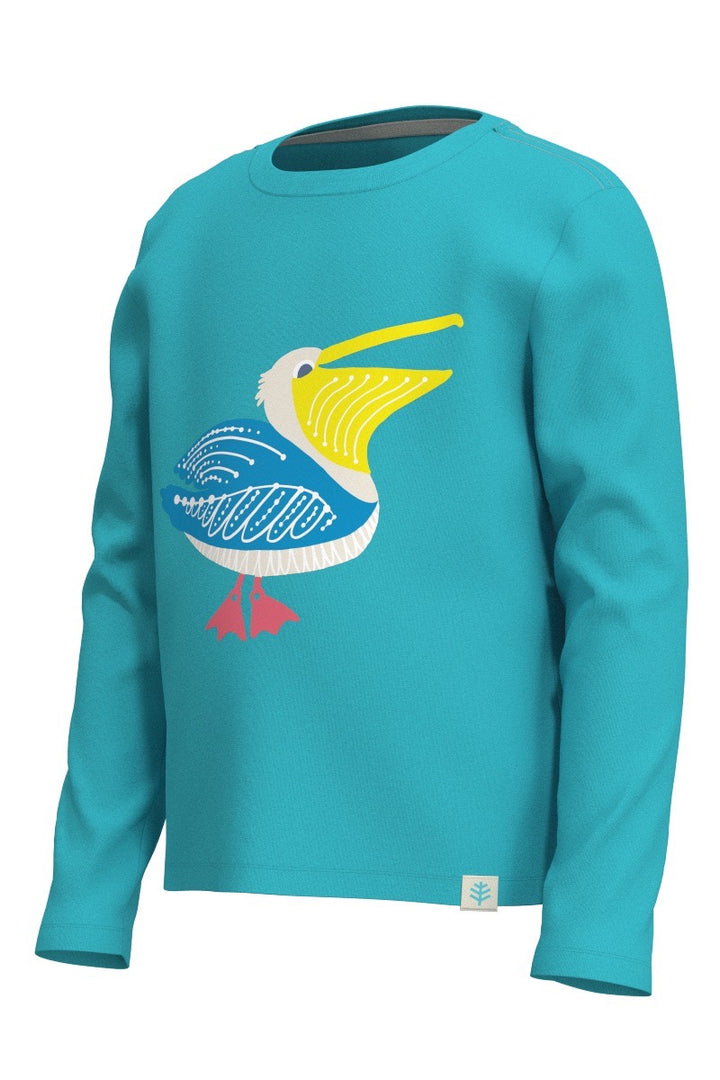 Kids' Graphic Long Sleeve T-Shirt | Blue Curacao Happy Pelican