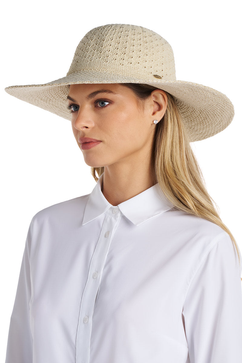 Perla Packable Wide Brim Hat | Tan UPF 50+