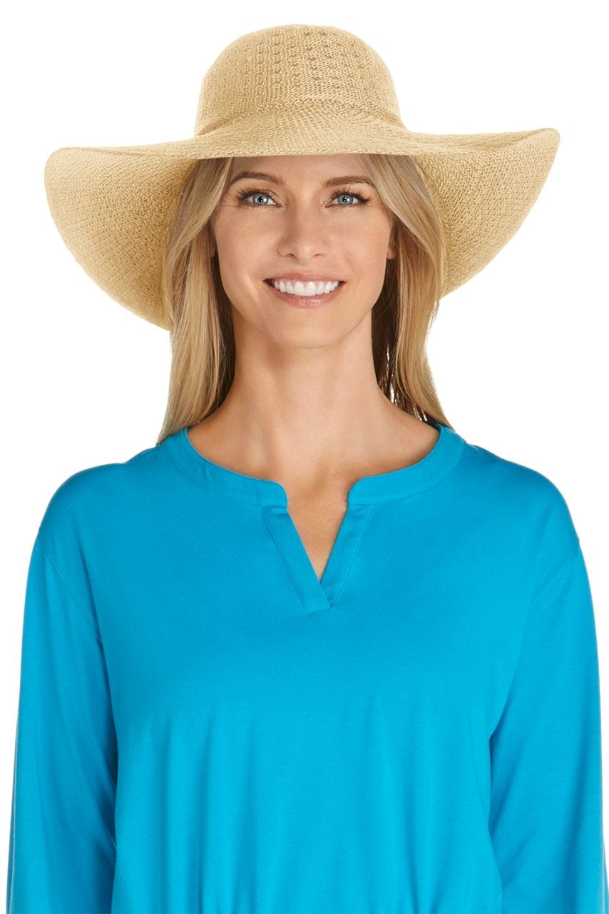 Coolibar Women's Perla Packable Wide Brim Hat UPF 50+ Natural / Os