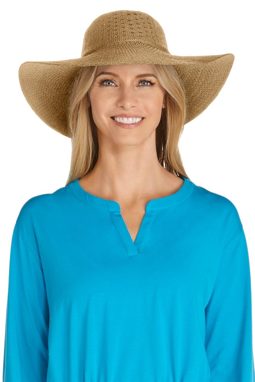 Women's Perla Packable Wide Brim Hat | Tan UPF 50+