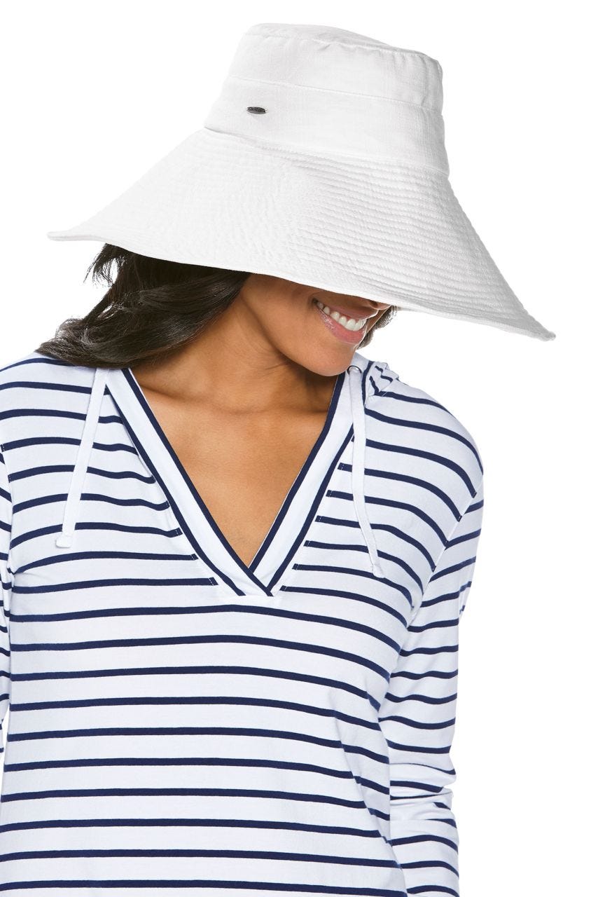 Coolibar UPF 50+ Women&s Beach Hat - Sun, One Size / White