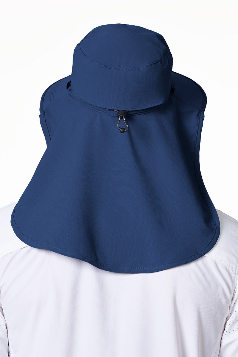Sun Hat with Neck Flap & Clip-On Face Mask | Navy UPF 50+