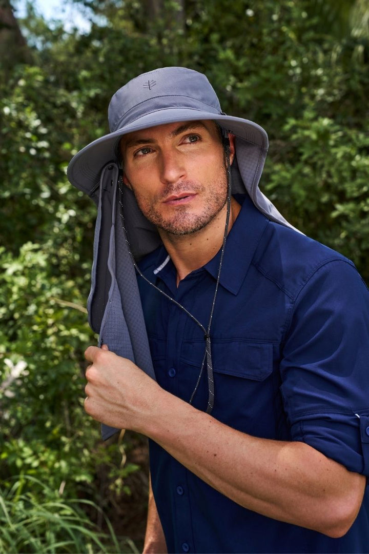 Sun Hat with Neck Flap & Clip-On Face Mask | Carbon