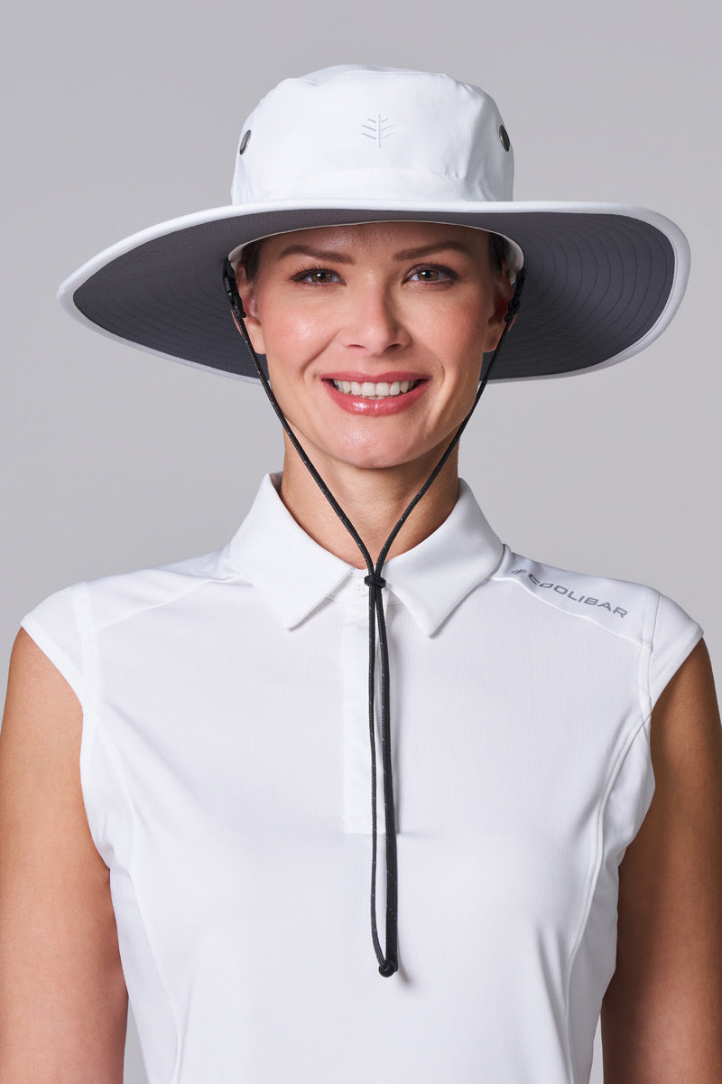 Leo Shapeable Wide Brim Hat | White/Carbon UPF 50+