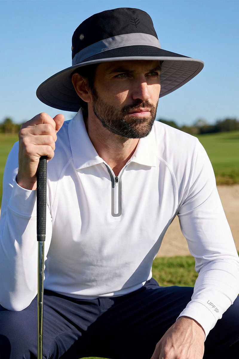 Unisex Matchplay Wide Brim Golf Hat | Black/Carbon UPF 50+