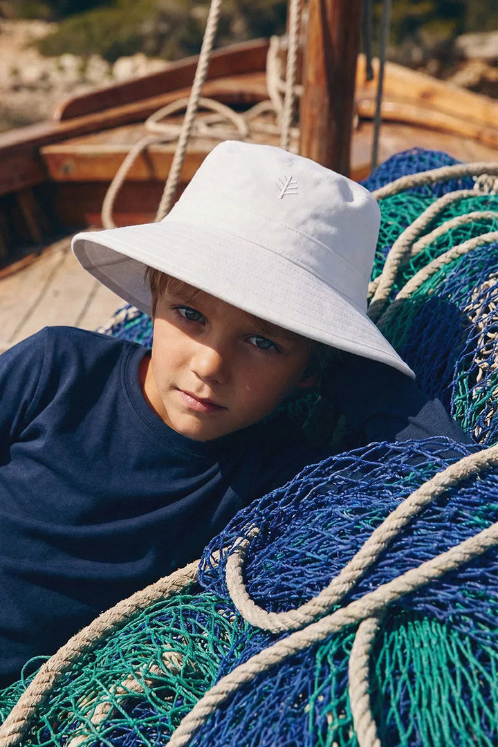 Kid's Surfs Up All Sport Bucket Hat | White UPF 50+
