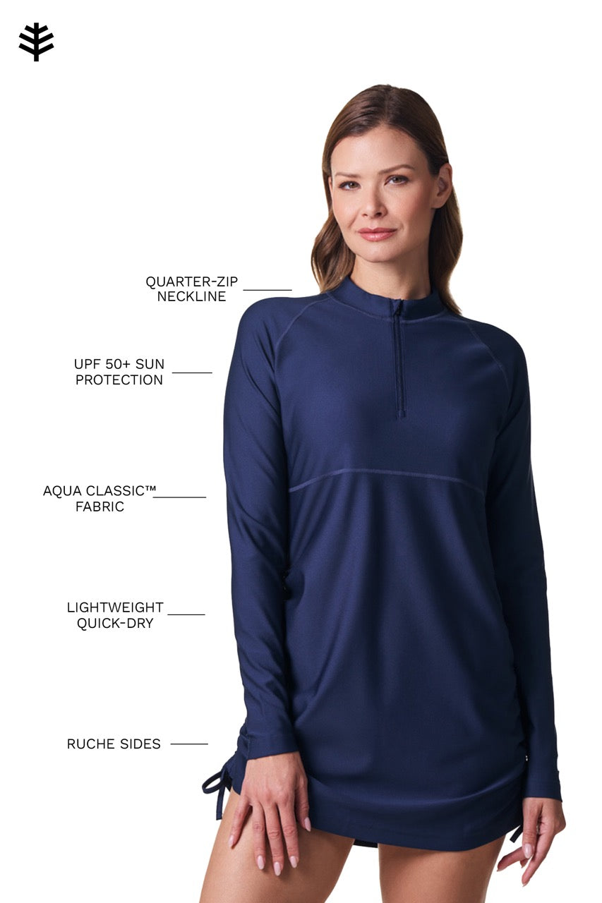 Women's Lawai Ruche Swim Shirt | Baja Blue UPF 50+