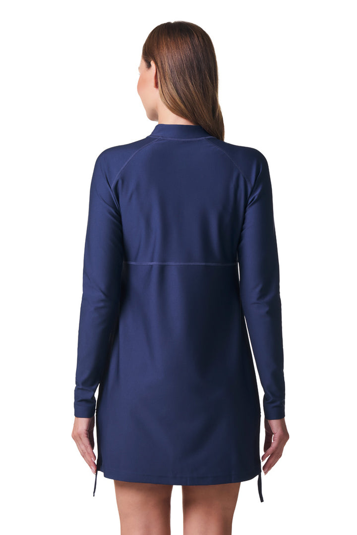 Women's Ruche Long Sleeve Swim Shirt | Navy
