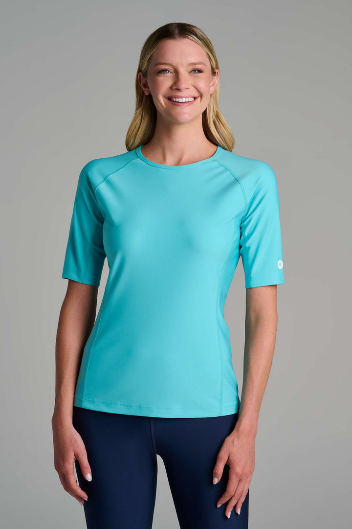 Women's Short Sleeve Swim Shirt | Blue Curacao