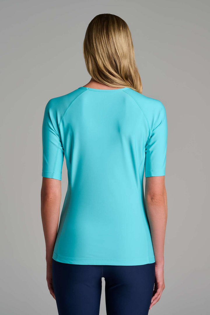 Women's Short Sleeve Swim Shirt | Blue Curacao
