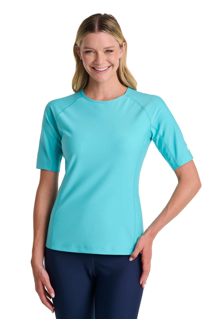Women's Short Sleeve Swim Shirt | Blue Curacao