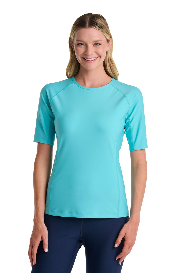 Women's Short Sleeve Swim Shirt | Blue Curacao
