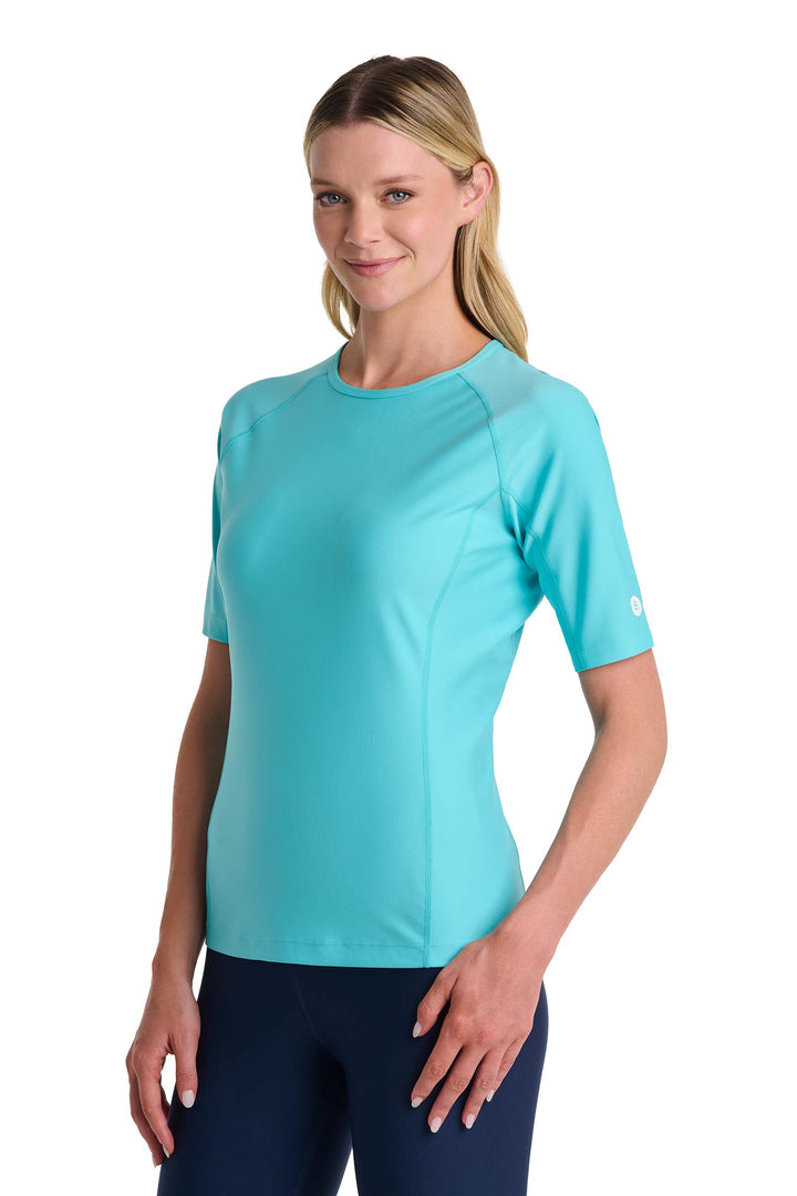 Women's Short Sleeve Swim Shirt | Blue Curacao