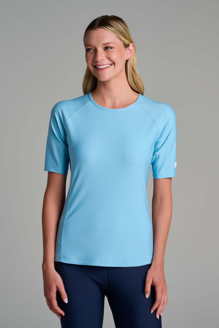 Women's Short Sleeve Swim Shirt | Arctic Blue