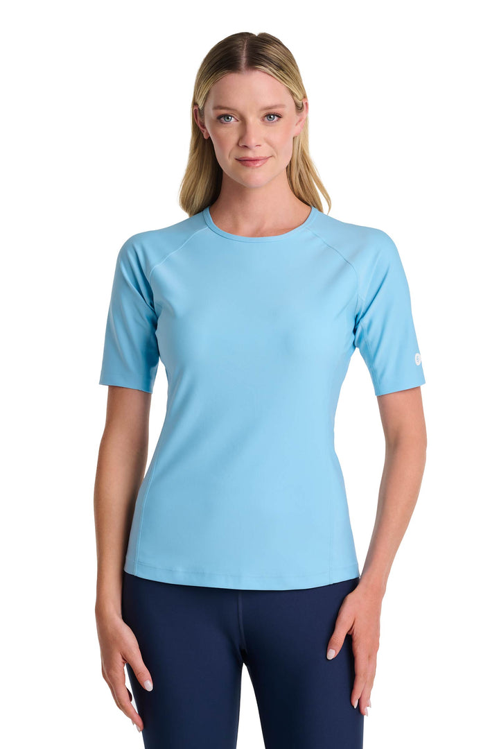 Women's Short Sleeve Swim Shirt | Arctic Blue