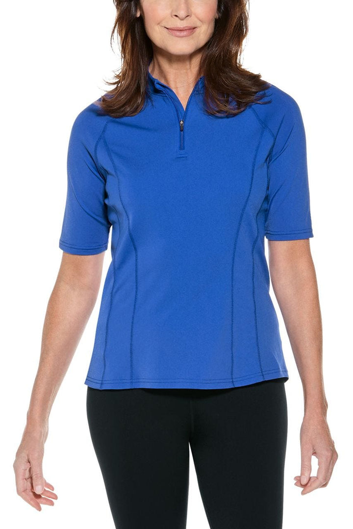 Guard Short Side Women's Short Sleeve Rash Guard | Baja Blue UPF 50+